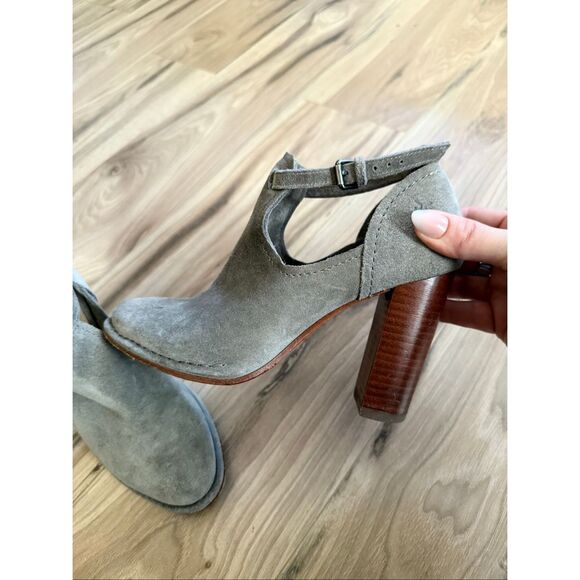 Frye Womens Gray Suede Stacked Block Heel Margaret Shootie Mary Jane Boots Size - Picture 5 of 13